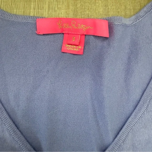 Lilly Pulitzer Lavender Purple Cotton Blend Long Sleeve Blouse - Picture 2 of 6